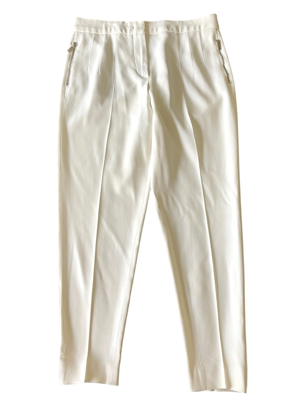 Sportmax Ivory Zip Pocket Stretch Tapered Leg Capri Pant (4)